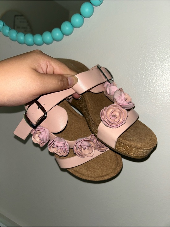 Andiamo Shoes - Women’s Pink Floral Cork Wedge Sandals